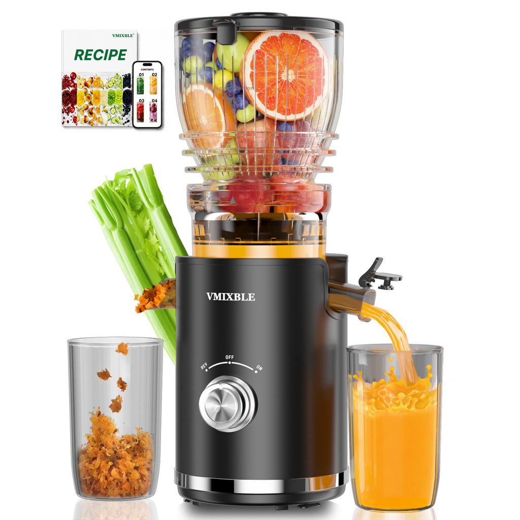 Juicer Machines, Cold Press Juicer with 5.8" Wide Feed Chute, 300W Slow Masticating Juicer for Whole Fruits & Vegetables, High Juice Yield, Easy to Clean, BPA Free Juice Extractor Machine